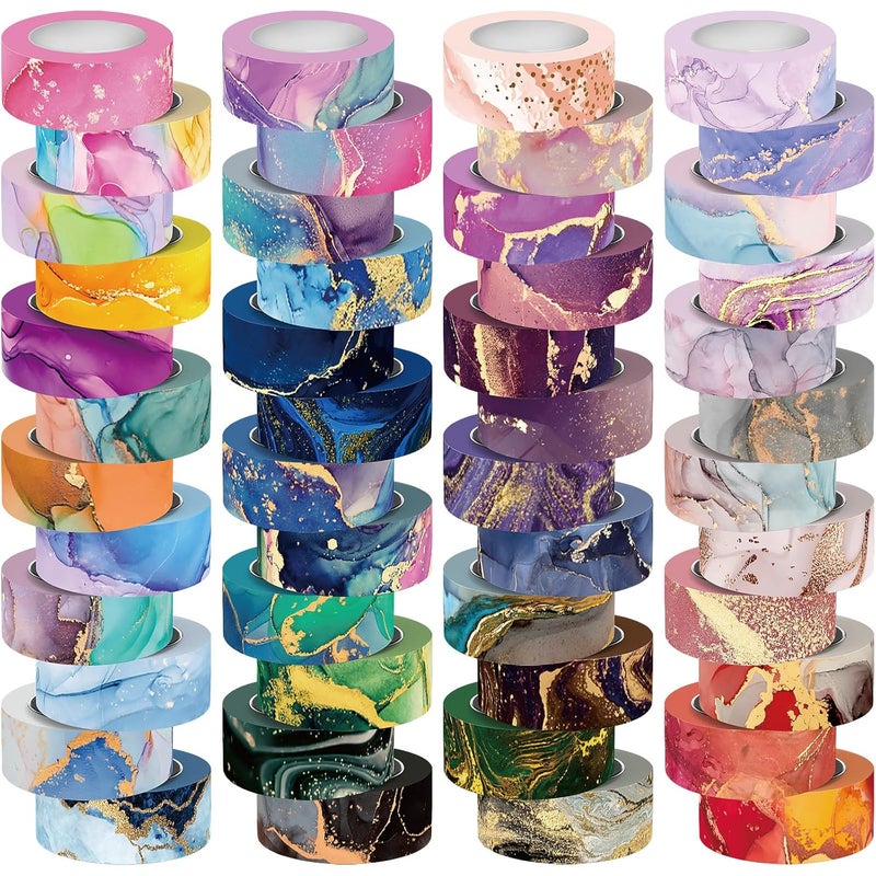 Mooker 48 Rolls Washi Tape Set - Decorative Masking Tape Colored Marbling Patterns, Adhesive Artists Tapes for Journaling Supplies, DIY Crafts, Scrapbooking, Junk Journal Supplies, School Supplies - Image 1